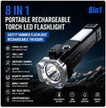 8 in 1 Portable Rechargeable Torch LED Flashlight