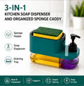 3-in-1 Kitchen Soap Dispenser And Organized Sponge Caddy
