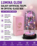 Lumina Glow Galaxy Artificial Tulips In Crystal Glass Box