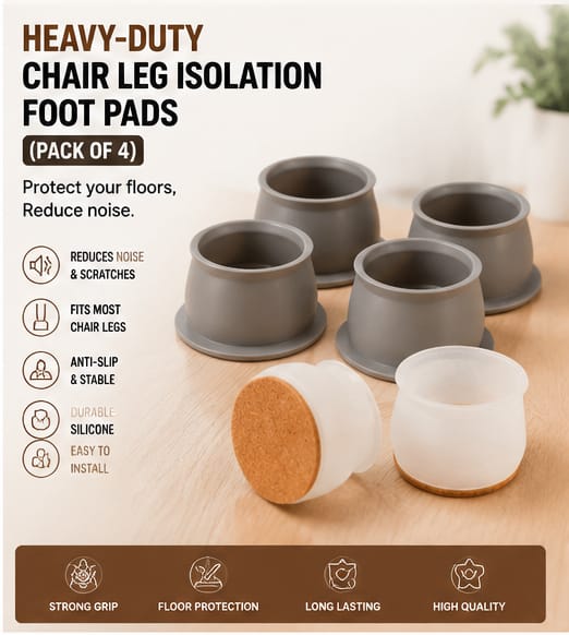Heavy-Duty Chair Leg Isolation Foot Pads (Pack of 4)
