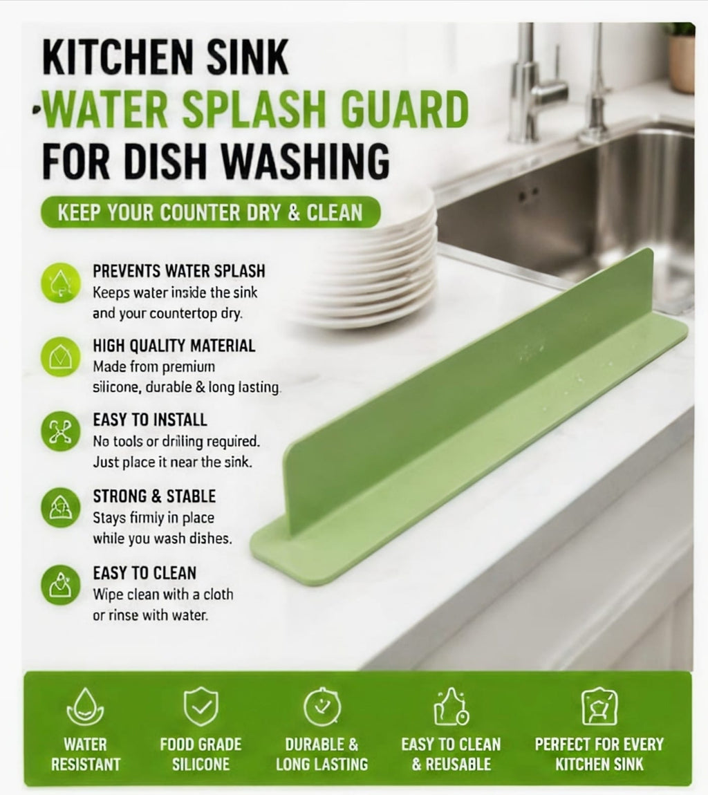 Kitchen Sink Water Splash Guard for Dish Washing