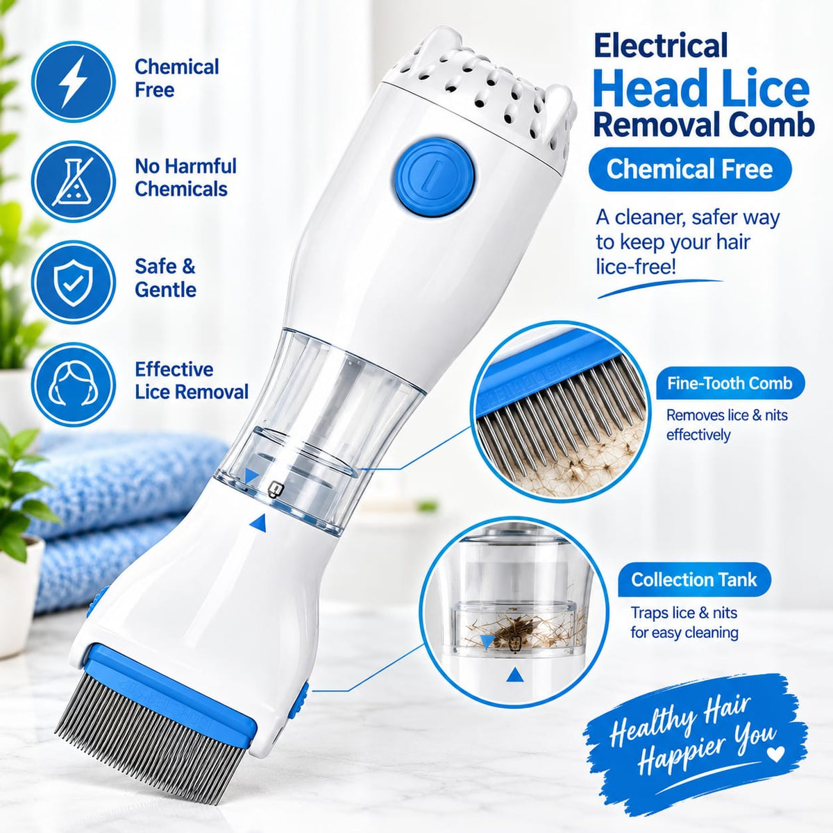 Electrical Chemical Free Head Lice Removal Comb