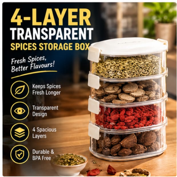 4-Layer Transparent Spices Storage Box