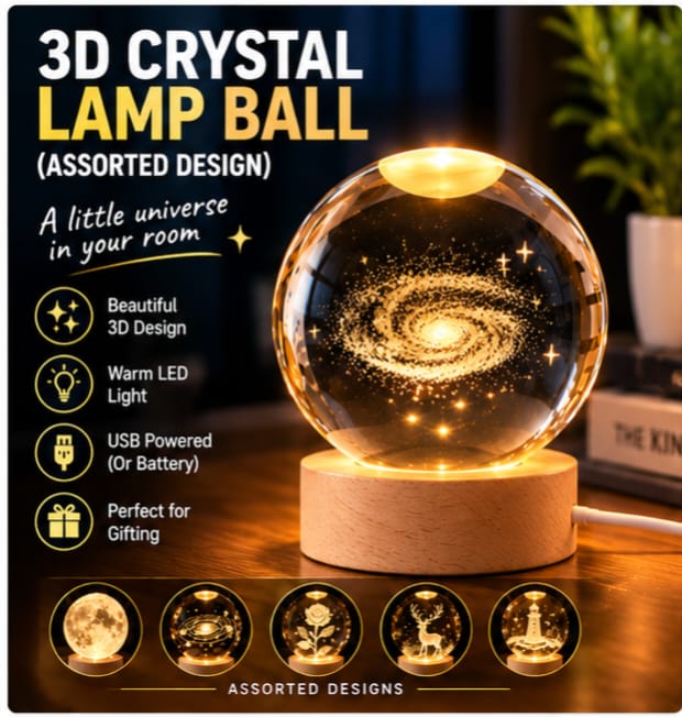 3D Crystal Lamp Ball (Assorted Design)