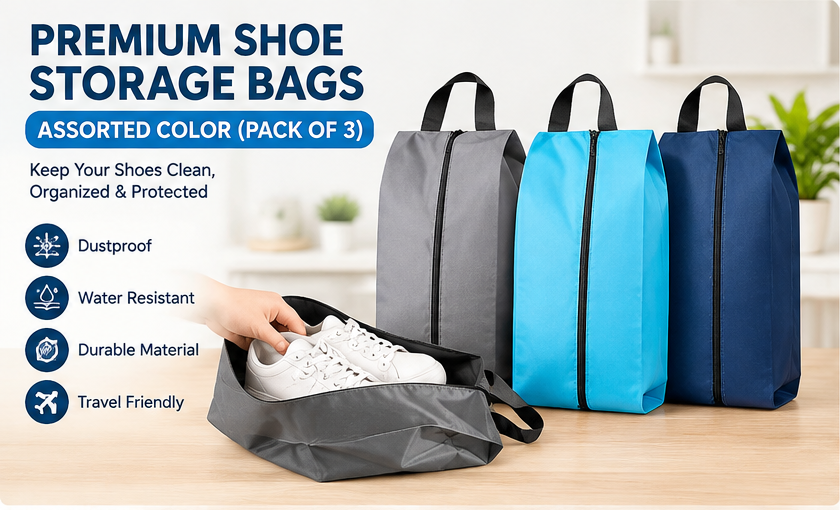Premium Shoe Storage Bags Assorted Color (Pack of 3)