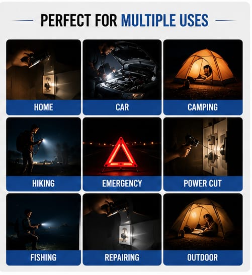 8 in 1 Portable Rechargeable Torch LED Flashlight