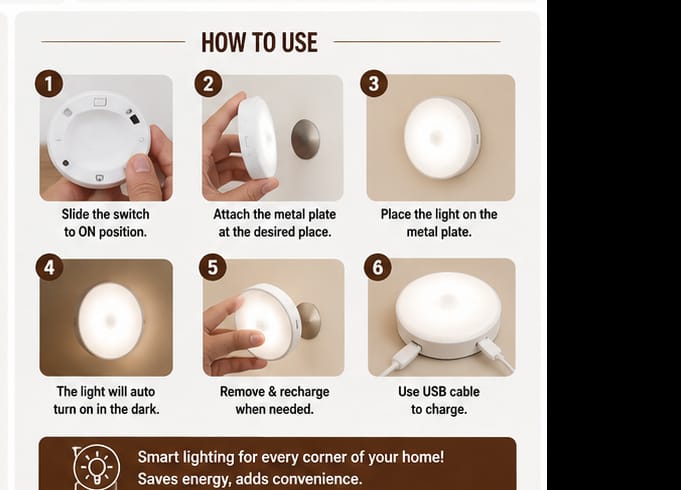 Wireless Rechargeable Motion Sensor LED Night Light (Pack of 2)
