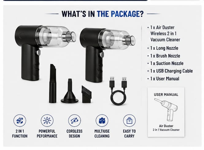 Air Duster Wireless 2 in 1 Vacuum Cleaner
