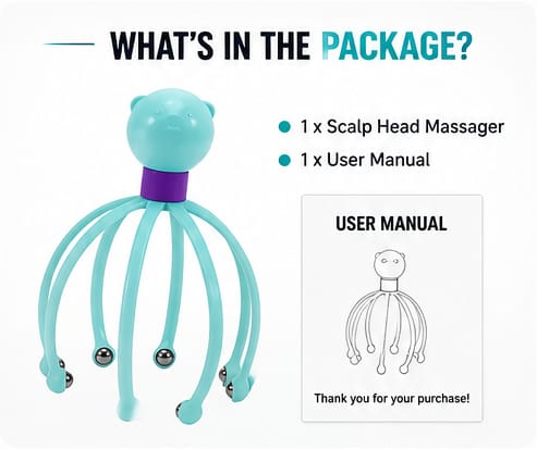 Ergonomic Scalp Head Massager for Pain Relief