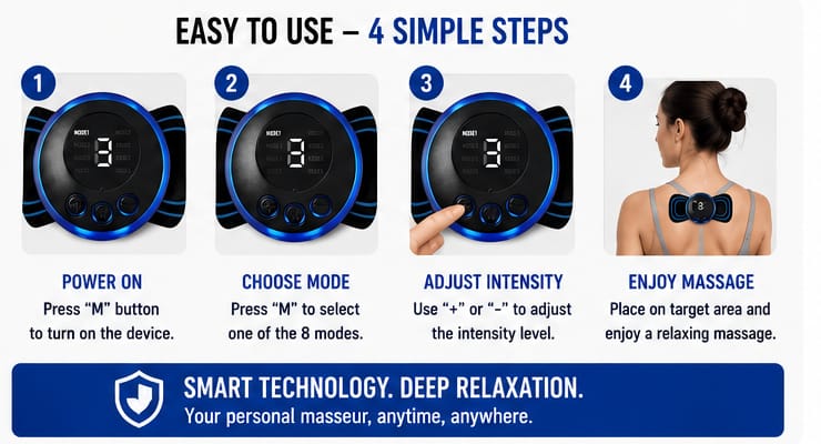 Relax Pulse Pro 8-Mode Wireless Electric Mini Body Massager