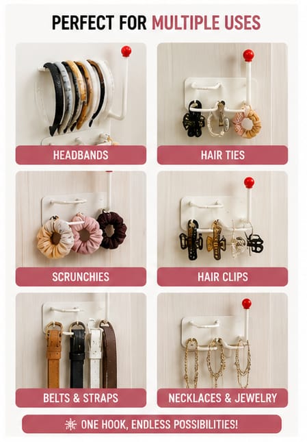 Crown Hold Wall-Mounted Self-Adhesive Headband Hair Accessories Organizer Hook