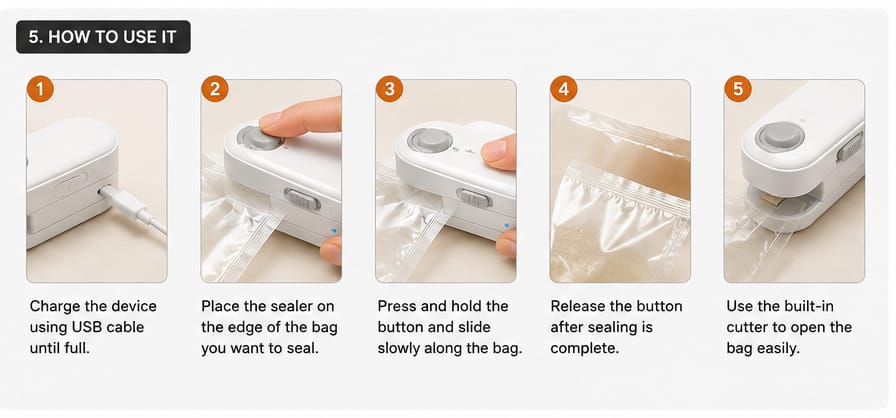 2-in-1 USB Rechargeable Magnetic Heat Sealer & Bag Cutter