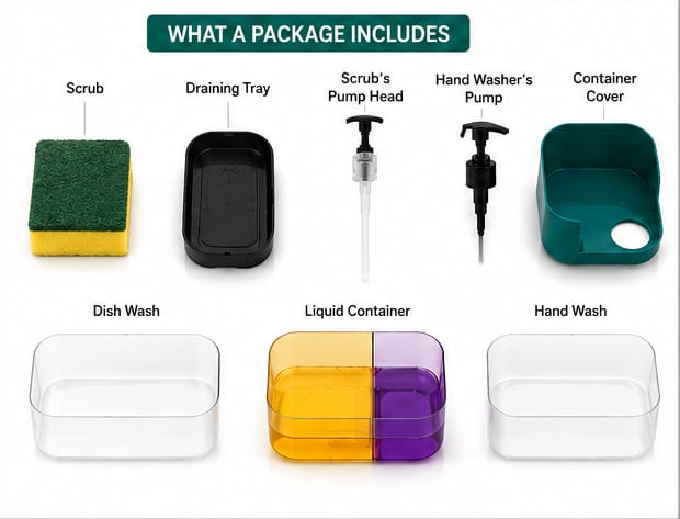 3-in-1 Kitchen Soap Dispenser And Organized Sponge Caddy