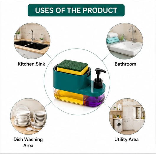 3-in-1 Kitchen Soap Dispenser And Organized Sponge Caddy