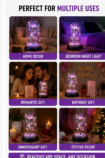 Lumina Glow Galaxy Artificial Tulips In Crystal Glass Box