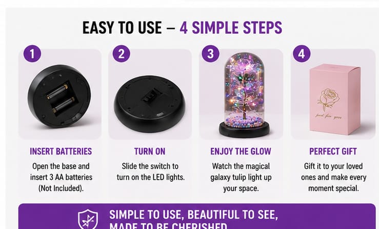Lumina Glow Galaxy Artificial Tulips In Crystal Glass Box