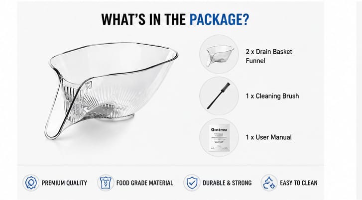Drain Basket Funnel For Kitchen Sink And Draining (Pack of 2)
