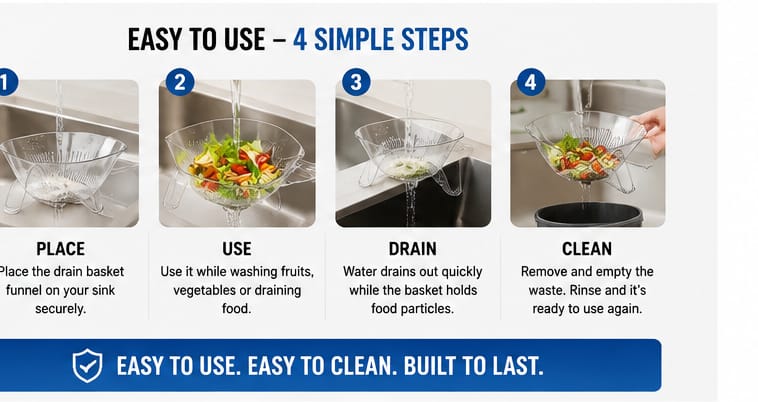 Drain Basket Funnel For Kitchen Sink And Draining (Pack of 2)