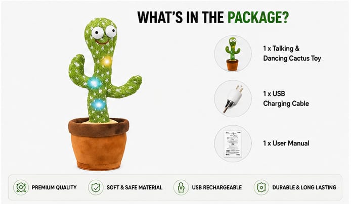 Smart Talking, Mimicking & Dancing Cactus Plush Toy