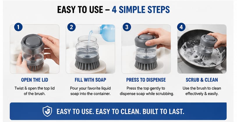 Premium 2-in-1 Liquid Soap Dispensing Palm Brush (Pack of 2)