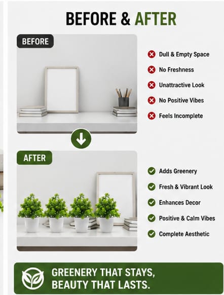 Ecovibe Artificial Plants with Minimalist Pots (Pack of 4)