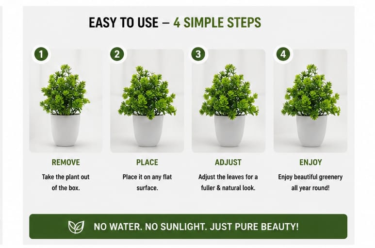 Ecovibe Artificial Plants with Minimalist Pots (Pack of 4)