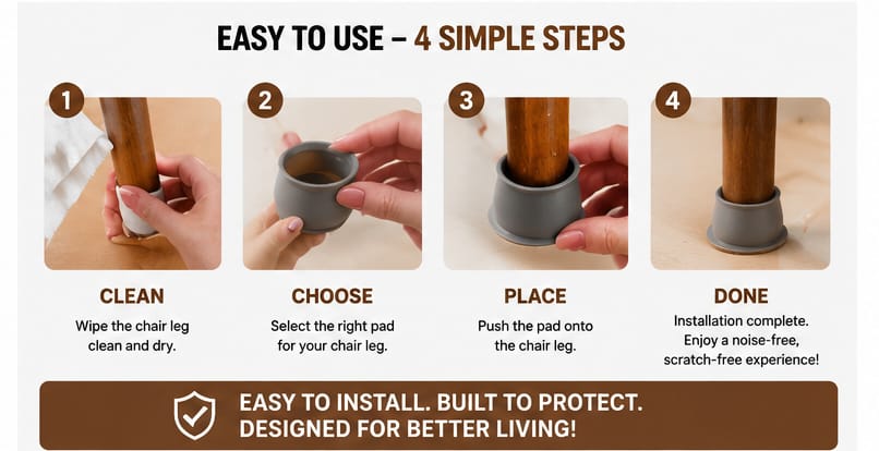 Heavy-Duty Chair Leg Isolation Foot Pads (Pack of 4)