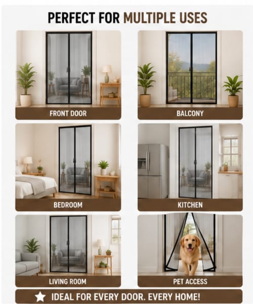 Heavy-Duty Polyester Magnetic Mosquito Net Door Curtain