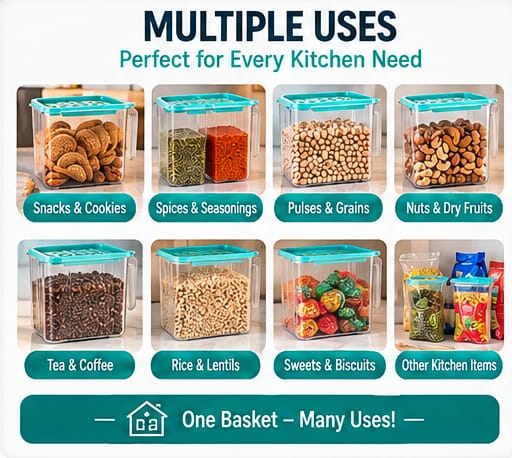 Unbreakable Kitchen Storage Containers with Handle (Pack of 6)
