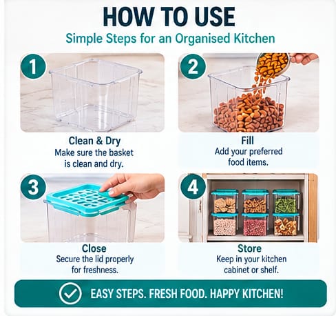 Unbreakable Kitchen Storage Containers with Handle (Pack of 6)
