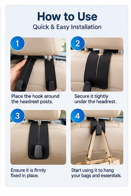 Car Seat Under Headrest Hook (Pack of 2)