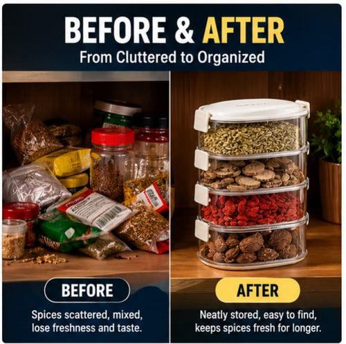 4-Layer Transparent Spices Storage Box