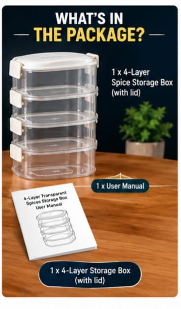 4-Layer Transparent Spices Storage Box