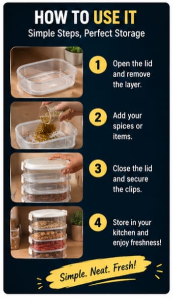 4-Layer Transparent Spices Storage Box