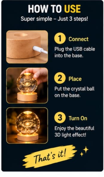 3D Crystal Lamp Ball (Assorted Design)