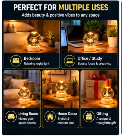 3D Crystal Lamp Ball (Assorted Design)