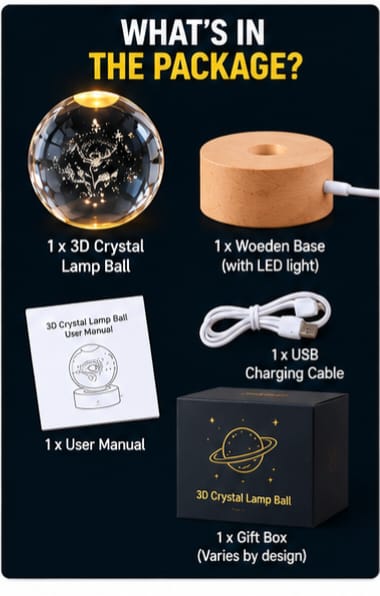 3D Crystal Lamp Ball (Assorted Design)