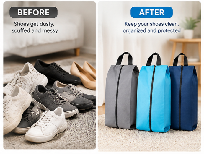 Premium Shoe Storage Bags Assorted Color (Pack of 3)