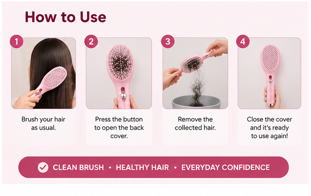Self Cleaning Hairbrush 2 in 1 Comb