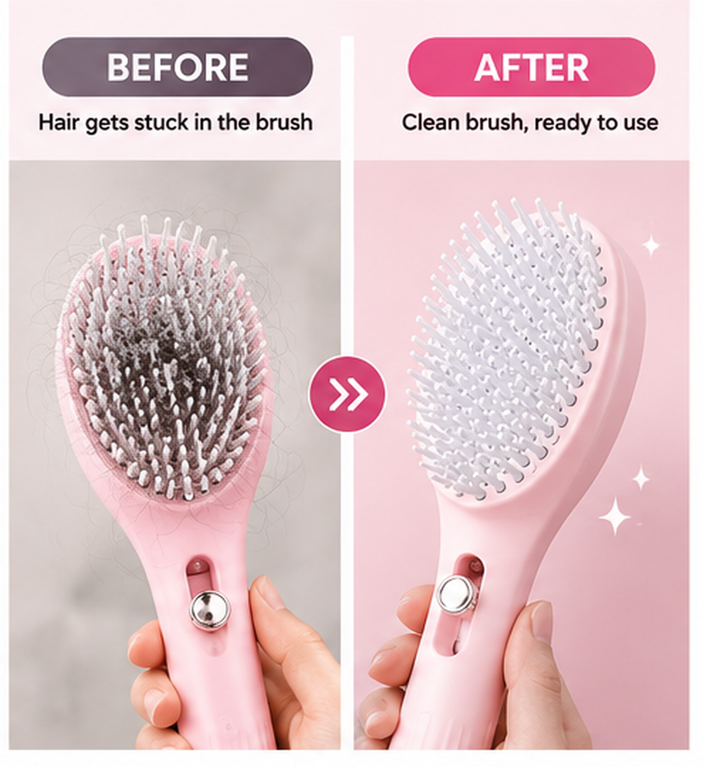 Self Cleaning Hairbrush 2 in 1 Comb