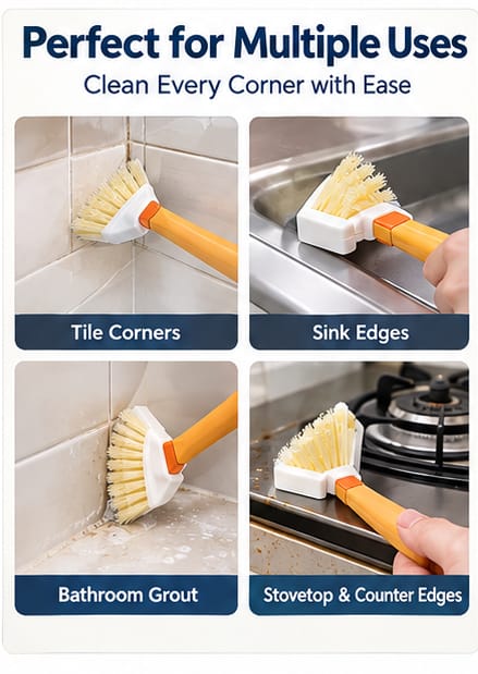 Foldable Triangular Cleaning Brush for Corners with Soap Holder (Pack of 2)