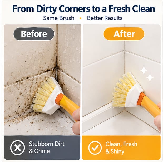 Foldable Triangular Cleaning Brush for Corners with Soap Holder (Pack of 2)