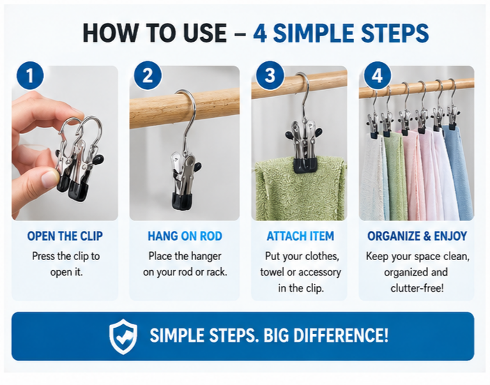 Stainless Steel Hangers with Clips (10 Clips)