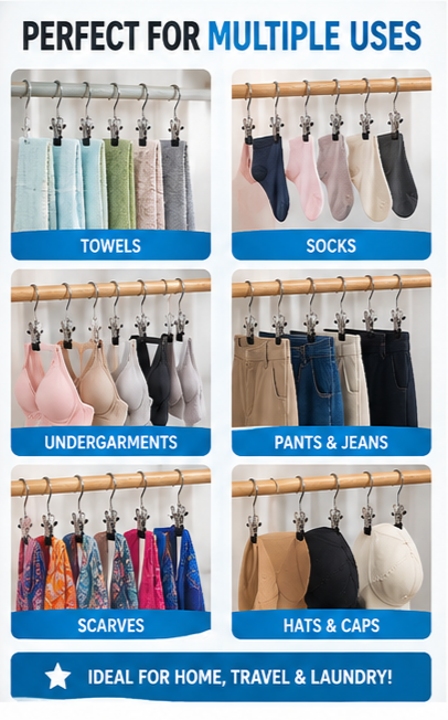 Stainless Steel Hangers with Clips (10 Clips)