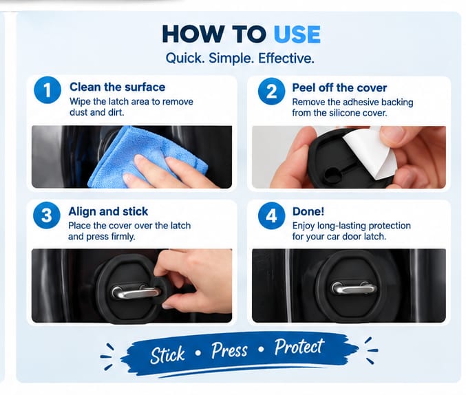 Car Silicone Door Latch Lock Protective Cover (Pack of 4)