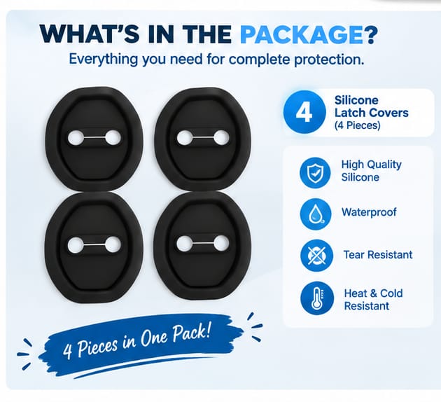 Car Silicone Door Latch Lock Protective Cover (Pack of 4)