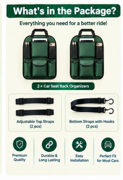 Car Seat Back Organizer Storage (Pack of 2)
